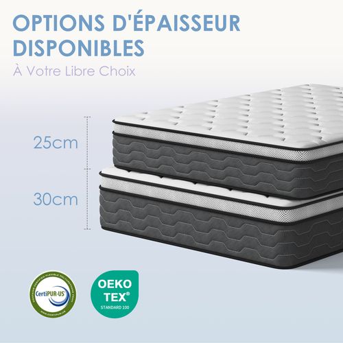 Ensemble Matelas Ressort 140x190 Cm, épaisseur 25cm + cadre à lattes