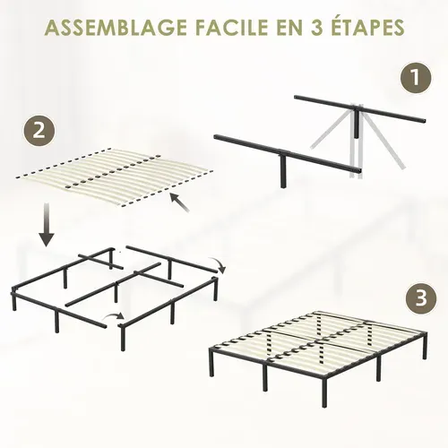Ensemble Matelas Ressort 140x190 Cm, épaisseur 25cm + cadre à lattes