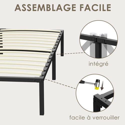 Ensemble Matelas Ressort 140x190 Cm, épaisseur 25cm + cadre à lattes