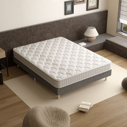 Ensemble Matelas ressort ensachés 180x200cm Epaisseur 20cm + Sommier tapissier, 9 pieds fournis