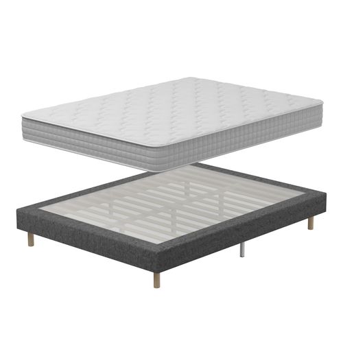 Ensemble Matelas ressort ensachés 180x200cm Epaisseur 20cm + Sommier tapissier, 9 pieds fournis