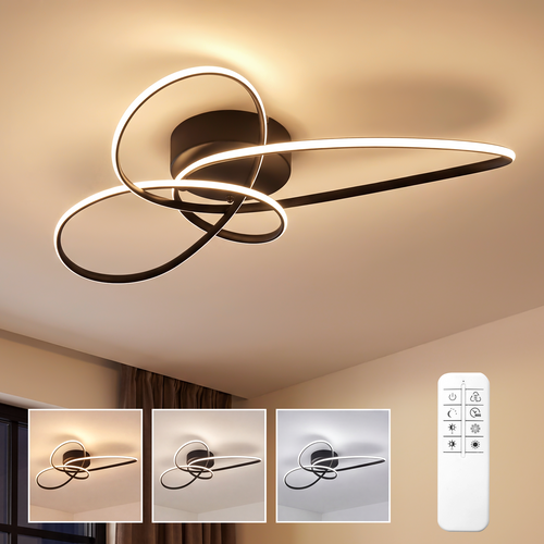 Plafonnier LED 30w Lampe De Salon Noir Plafonnier  Moderne Pour Cuisine Chambre