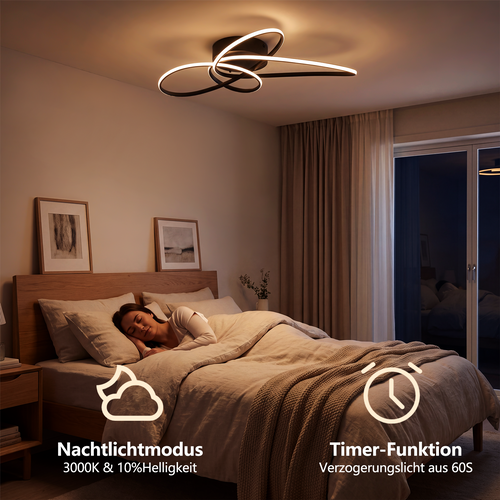 Plafonnier LED 30w Lampe De Salon Noir Plafonnier  Moderne Pour Cuisine Chambre