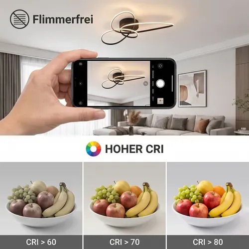 Plafonnier LED 30w Lampe De Salon Noir Plafonnier  Moderne Pour Cuisine Chambre