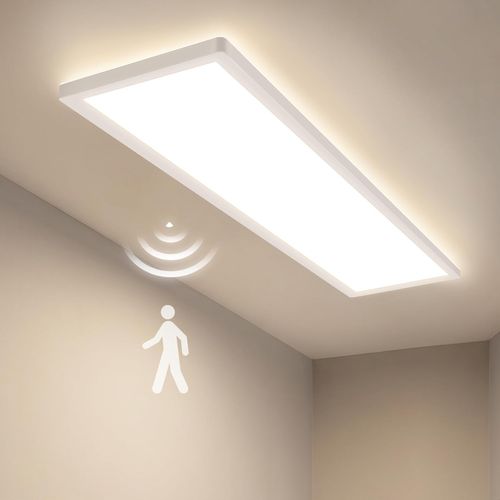 Plafonnier LED 24 W 4000K Avec Détecteur De Mouvement Lampe De Plafond 100 X 25 Cm Pour Couloir