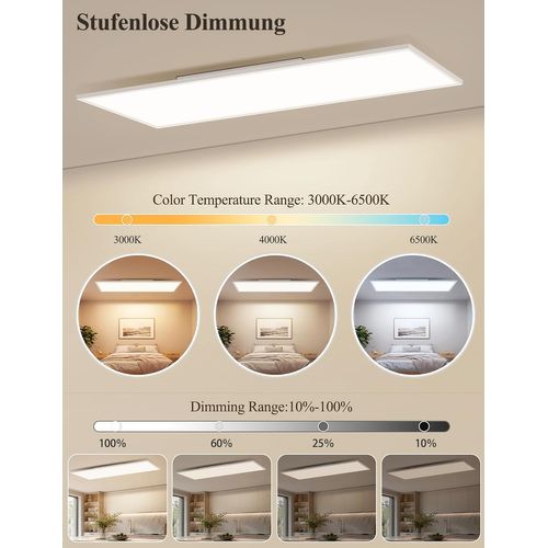 Plafonnier LED Pour Salon 100 X 25 Cm Plafonnier 13.5w Intensité Variable Avec Télécommande