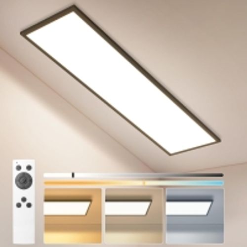 Plafonnier LED 120 X 30 Cm Panneau Noir Intensité Variable Avec Télécommande 18,5 W Pour Chambre