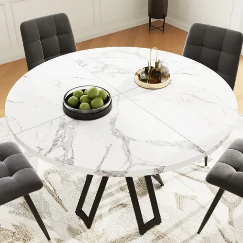 Table à Manger Ronde 4 Personnes 100cm Table De Cuisine Mdf Moderne 4 Pieds Soutien Noir