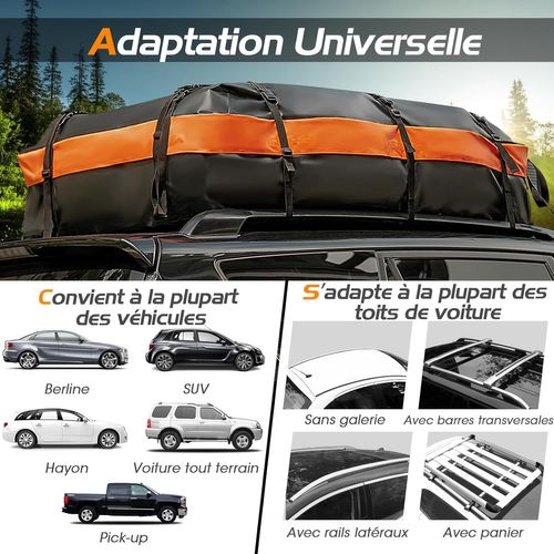 Bagage De Toit Étanche 560 L Avec 10 Sangles Et 6 Crochets De Porte, Sac De Toit Coffre De Toit Voi