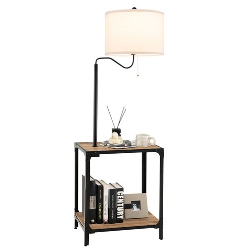 Lampadaire Sur Pied Salon Avec Table D'appoint 2 Port USB Et Bras De Lampe Rotatif à 360°