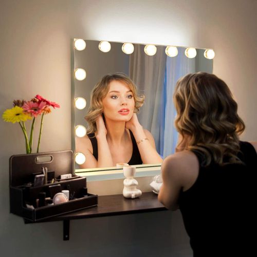 Miroir De Maquillage Hollywood 14 Ampoules LED, 50x18x43 Cm