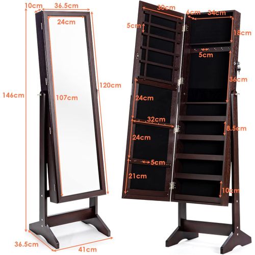Armoire à Bijoux Sur Pied Avec Miroir Psyché Inclinable – Neuve