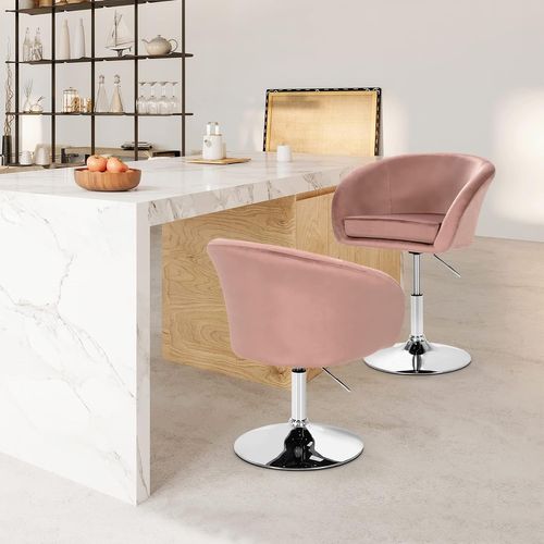 Fauteuil De Bureau En Velours Hyper Stylé - Chaise Pivotante Réglable, Base Galvanisée - Assise Confort