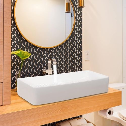 Vasque à Poser Salle De Bain En Porcelaine Blanche/lavabo Rectangulaire 60 X 35 Cm