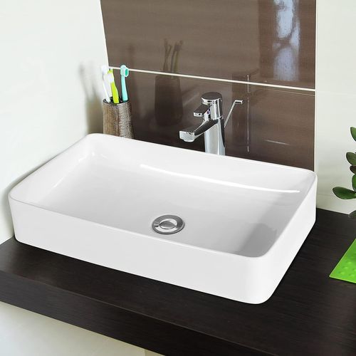 Vasque à Poser Salle De Bain En Porcelaine Blanche/lavabo Rectangulaire 60 X 35 Cm