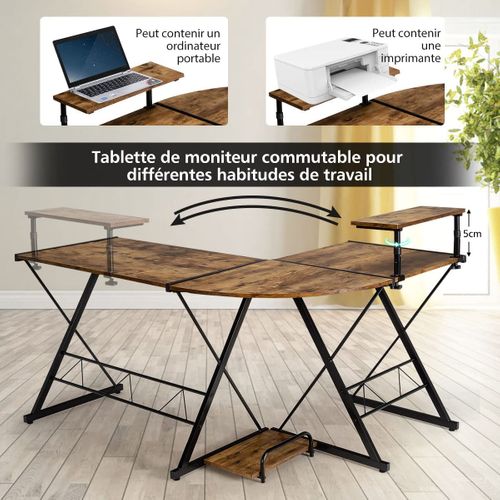 Bureau D'ordinateur En Bois Beige – 160 Cm, 70 Cm Haut, 80/120 Cm Large, Neuf (sans Emballage)