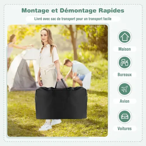 Lit Cododo Berceau Bébé Avec Matelas, 4 Roues Verrouillables, 7 Hauteurs Réglables, 9kg