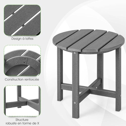 CLP Table D'Appoint Ocean Design - Table Extérieure Résistante UV Et Intempéries Gris Foncé