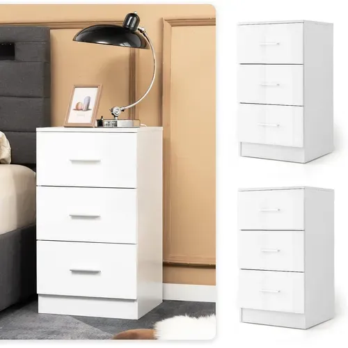 Caisson De Bureau Meuble De Rangement Avec 3 Tiroirs Pour Feuilles A4, 37 X 34 X 66,5 Cm Blanc
