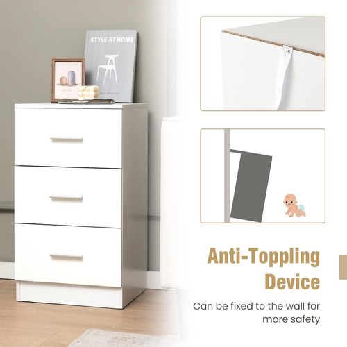 Caisson De Bureau Meuble De Rangement Avec 3 Tiroirs Pour Feuilles A4, 37 X 34 X 66,5 Cm Blanc