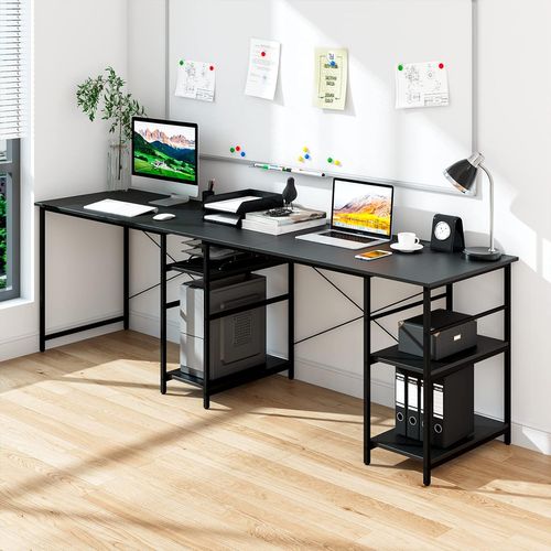 Bureau D'angle - 151 X 151 X 75 Cm - Ajustable à Bureau Droit,4 Etagère De Rangement Noir