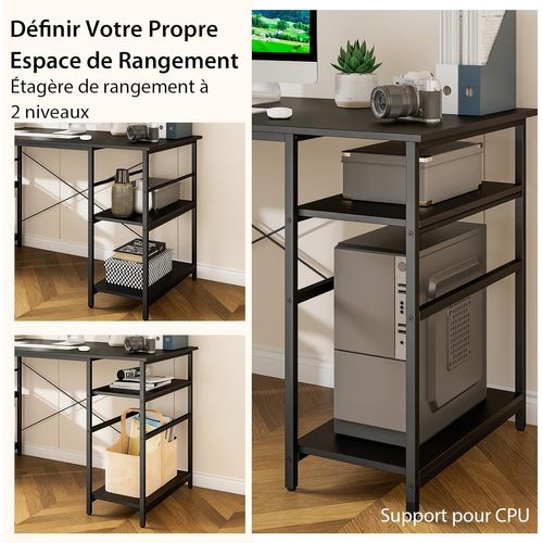 Bureau D'angle - 151 X 151 X 75 Cm - Ajustable à Bureau Droit,4 Etagère De Rangement Noir