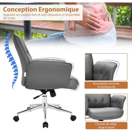 Fauteuil De Bureau Moderne, Bascule Réglable En Hauteur, Accoudoirs Rembourrés