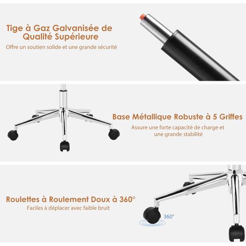 Fauteuil De Bureau Moderne, Bascule Réglable En Hauteur, Accoudoirs Rembourrés