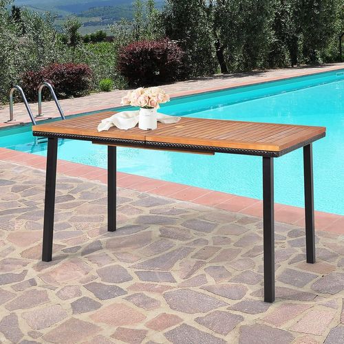 Table De Jardin En Bois D'acacia Pré-huilé Certifié Fsc 140x75x76cm Pour 6-8 Personnes