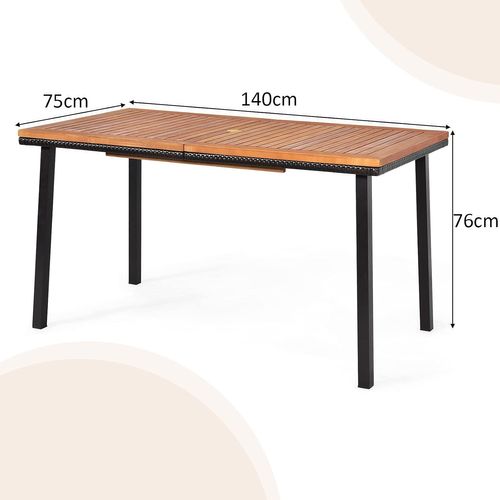 Table De Jardin En Bois D'acacia Pré-huilé Certifié Fsc 140x75x76cm Pour 6-8 Personnes