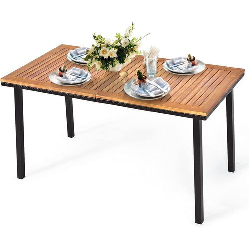 Table De Jardin En Bois D'acacia Pré-huilé Certifié Fsc 140x75x76cm Pour 6-8 Personnes