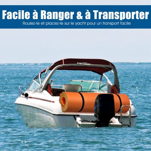 Tapis Flottant De Piscine 355 X 183 Cm, Matelas Flottant D’eau 4-6 Personnes Charge 400 Kg, Orange