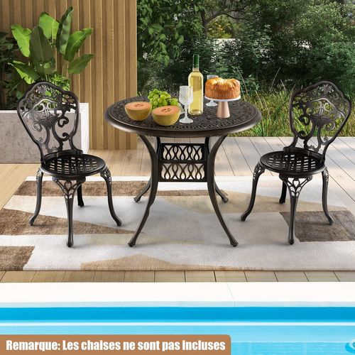 Table Jardin Ronde 90 Cm, Table De Jardin En Aluminium Avec Trou Pour Parasol 5 Cm,noir