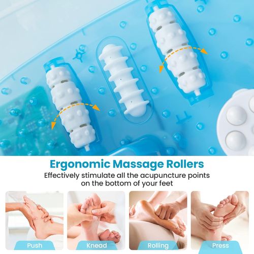 Bain De Pieds Avec Massage Automatique, Chauffage Rapide 35°c à 46°c, Vibration Des Bulles,bleu