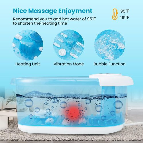 Bain De Pieds Avec Massage Automatique, Chauffage Rapide 35°c à 46°c, Vibration Des Bulles,bleu
