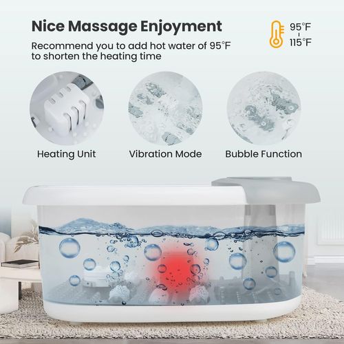 Bain De Pieds Avec Massage Automatique, Chauffage Rapide 35°c à 46°c, Vibration Des Bulles, Gris