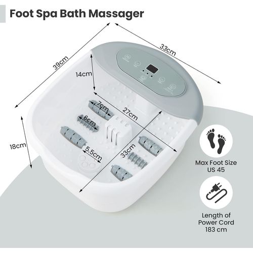 Bain De Pieds Avec Massage Automatique, Chauffage Rapide 35°c à 46°c, Vibration Des Bulles, Gris
