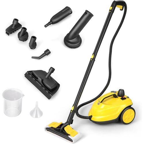 Balai Vapeur Polyvalent De 2000w Avec 13accessoires Et Manomètres, Réservoir De 1,8l, Jaune