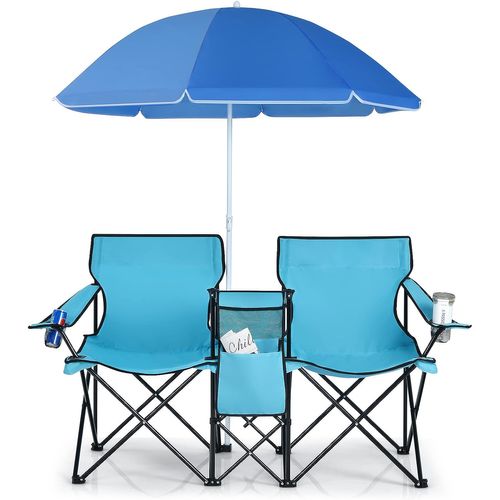 Chaise De Camping Pliante, Fauteuil De Jardin 2 Places 152x52x85cm, Charge Max 113 Kg