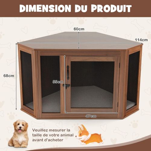 Cage Pour Chien Intérieur XXL, Cage D’angle Pour Animaux De Compagnie 114 X 60 X 68 Cm