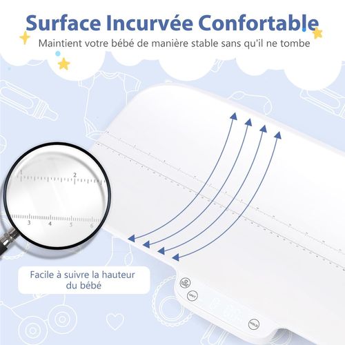 COSTWAY Pèse-Bébé Numérique 30 Kg - Balance Précise 2g Avec Mesure Taille 60 Cm Et Fonction Maintien
