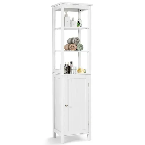 Meuble De Rangement Salle De Bain, Meuble Colonne ,  20 X 20 X 180 Cm, Blanc