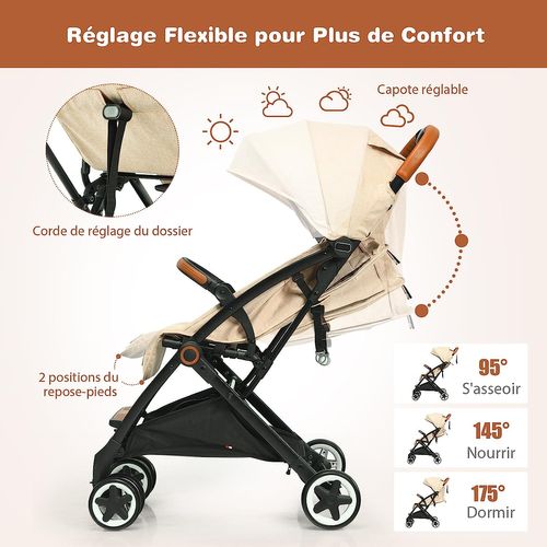 Poussette Canne Bébé 0-3 Ans(charge 15 Kg)  (beige)