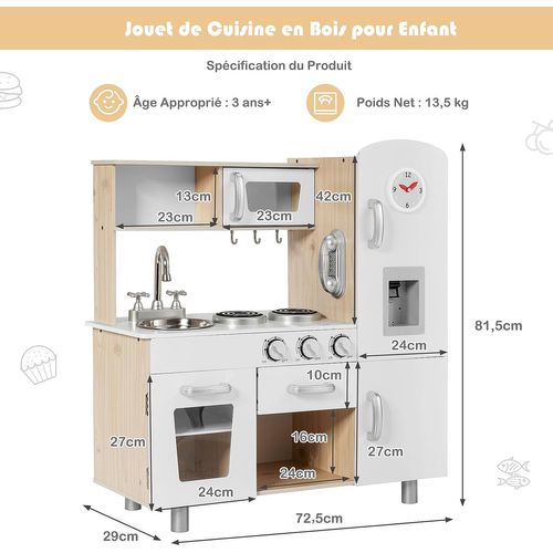 Cuisine Enfants Avec Téléphone Et Horloge, Cuisiniere Enfants Avec Lumière Et Effet Sonore(naturel)