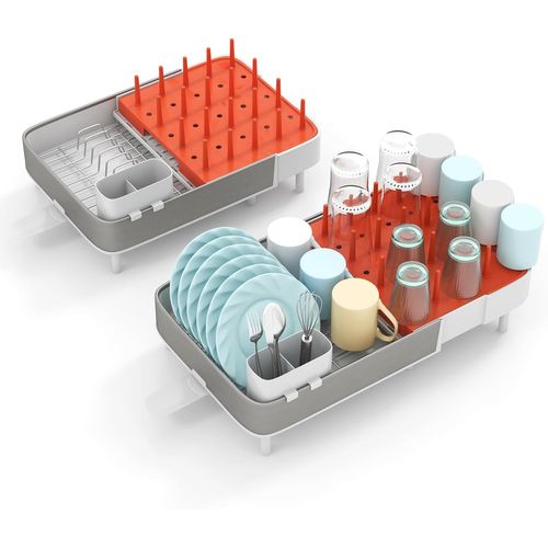 Égouttoir à Vaisselle Extensible (44-52,5 Cm), Réglable En Deux Parties Avec Porte-couverts Amovible