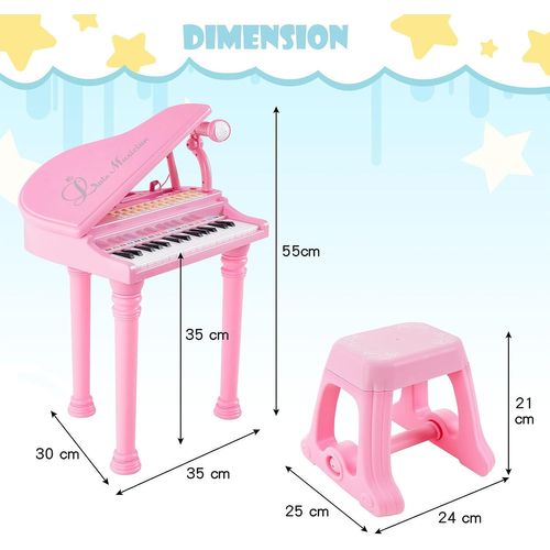 Piano Numérique 31 Touches Pour Enfants Avec Tabouret Et Microphone Charge 50kg (31 Touches, Rose)