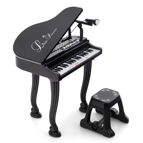 COSTWAY Piano Électronique 37 Touches Pour Enfants - Avec Tabouret, Microphone, Mode LED, MP3 - Charge 50 Kg - Rose - Idée Cadeau Dès 3 Ans