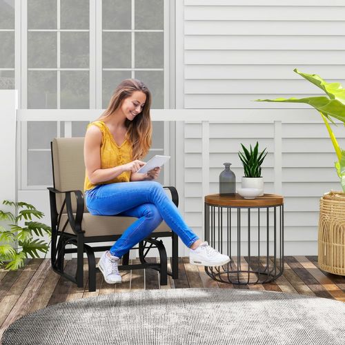 Fauteuil à Bascule De Jardin RELAX4LIFE - Chaise Papasan Avec Coussin épais - Supporte 205 Kg - Pour Intérieur Et Extérieur - 11