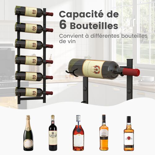 Giyiprpi Étagère à Vin Murale Métal Noir – Lot De 6 Bouteilles, Modulable Et Gain De Place