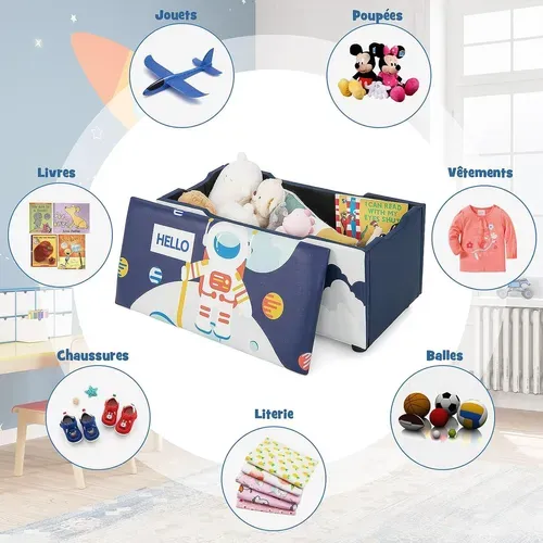 Coffre à Jouets Avec Couvercle Amovible,banc De Rangement Jouet 75 X 36 X 38 Cm